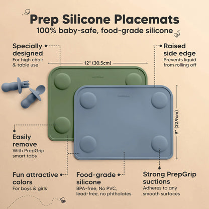 Keababies Prep Silicone Placemats (Sage) - Pack of 2