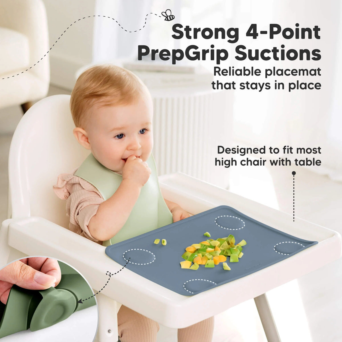 Keababies Prep Silicone Placemats (Sage) - Pack of 2