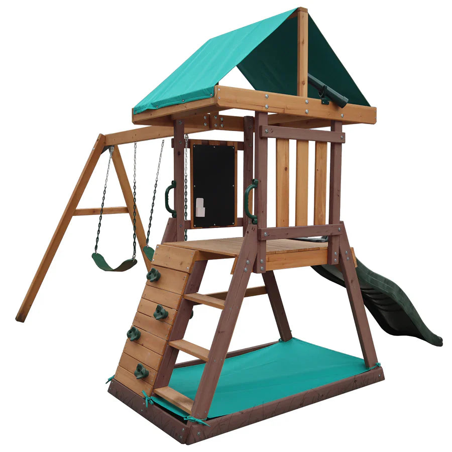 Mountpeak Matterhorn Swing Set & Playhouse (2.85m (length) x 2.63m (width) x 2.20m (depth))
