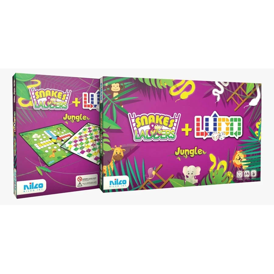 Nilco - Ludo & Snakes & Ladders Jungle Board Game - Multicolor
