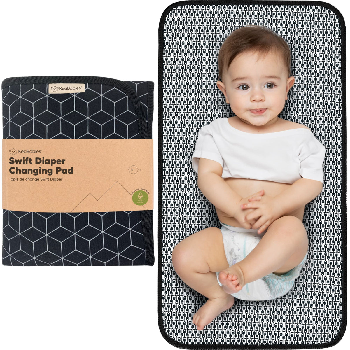Keababies Swift Diaper Changing Mat (Black Geo)