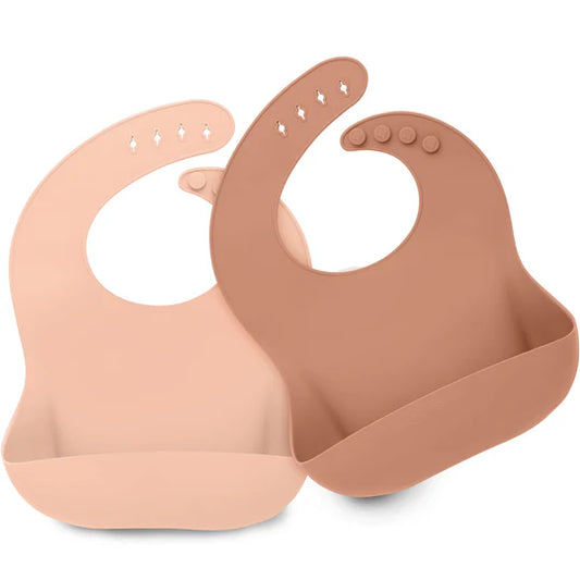 Keababies Waterproof Silicone Bibs for Babies - 2 Pack