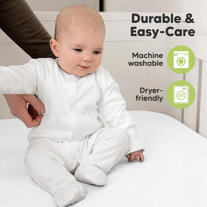 Keababies Soothe Fitted Crib Sheet, Soft White, 2pcs