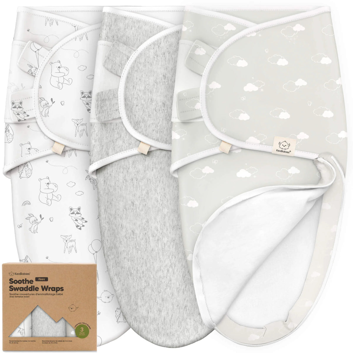 Keababies Soothe Zippy Swaddle Wrap (Aspire) - Pack of 3