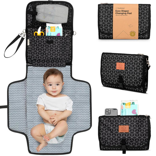 KeaBabies Ezee Diaper Changing Pad, Black Geo