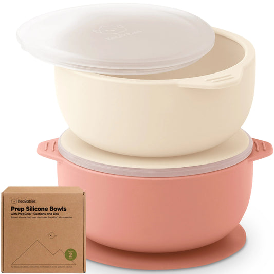 Keababies Prep Silicone Suction Bowls (Roseate) - Pack of 2