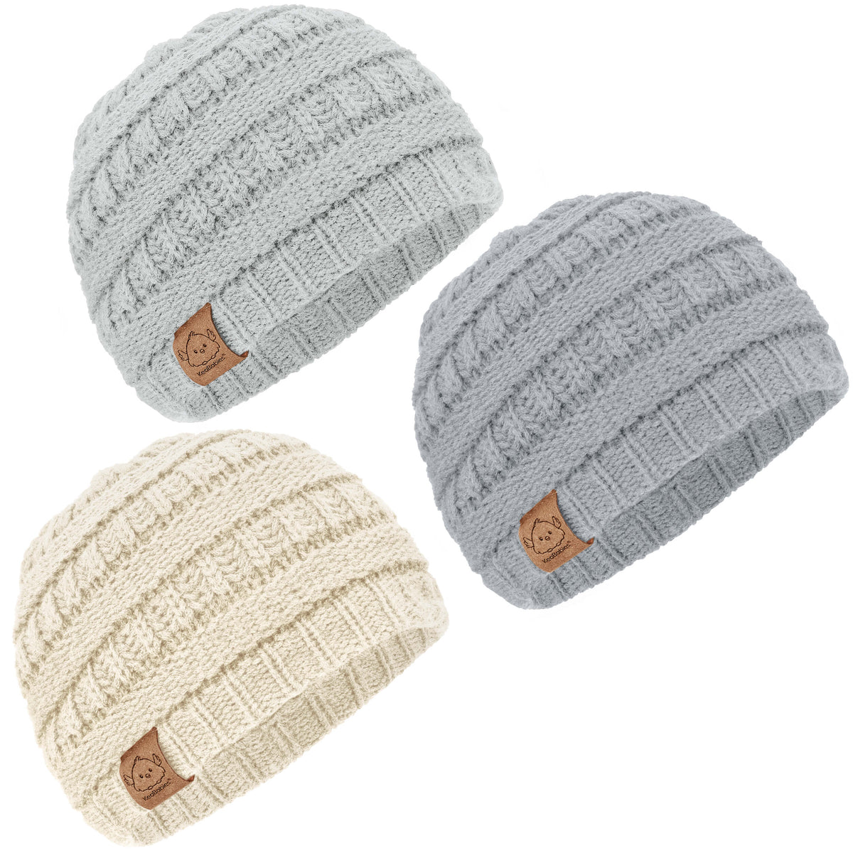 KeaBabies Warmzy Baby Beanies – 3-Pack (cloud)
