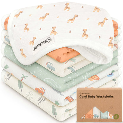 Keababies Cami Baby Washcloths (Wilderness, 10x10) - Pack of 6