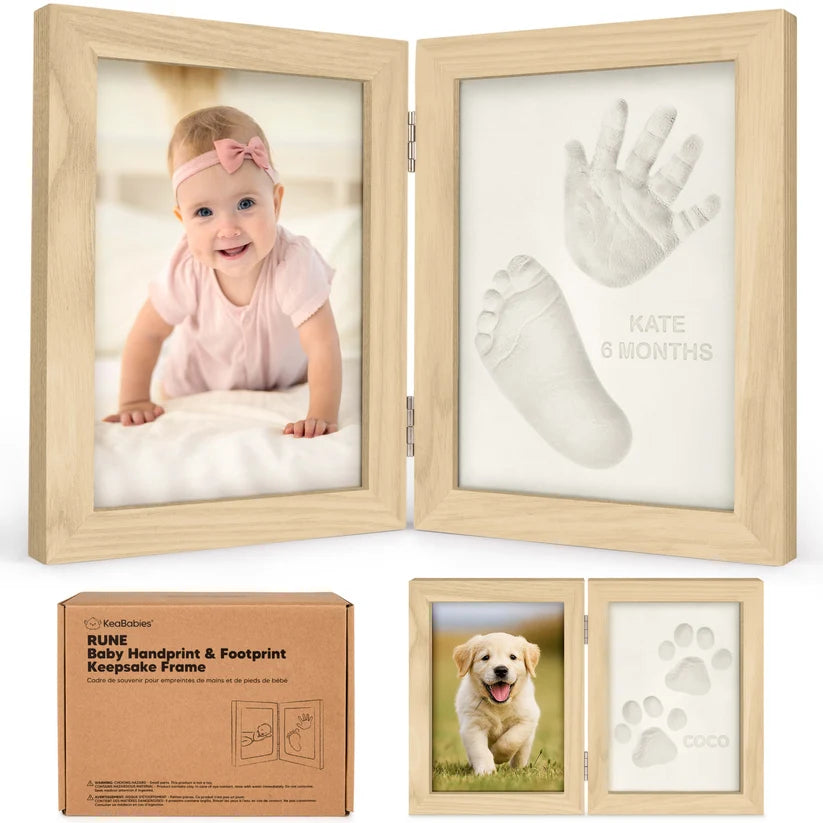 KeaBabies Rune Baby Hand & Footprint Keepsake Frame – Ash Wood