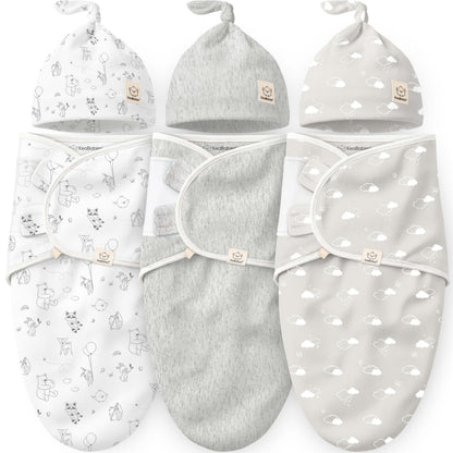 Keababies Soothe Swaddle Wraps with Knot Hats (Aspire) - Pack of 3