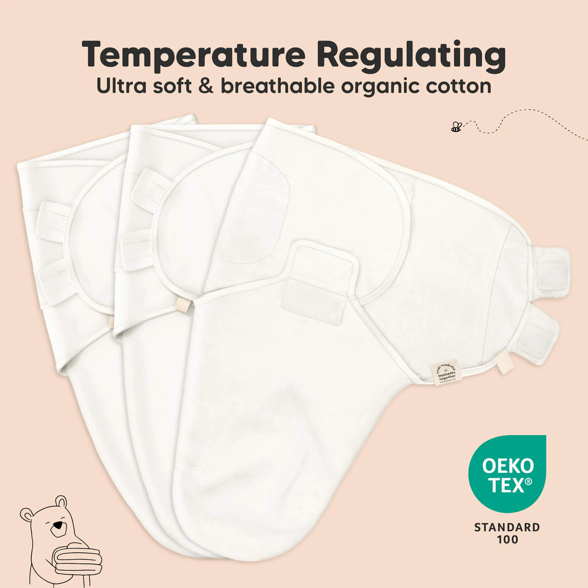 Keababies Soothe Swaddle Wrap (Angelic) - Pack of 3