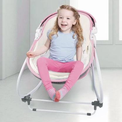 Teknum 5-in-1 Cozy Rocker Bassinet With Awning & Mosquito Net – Pink