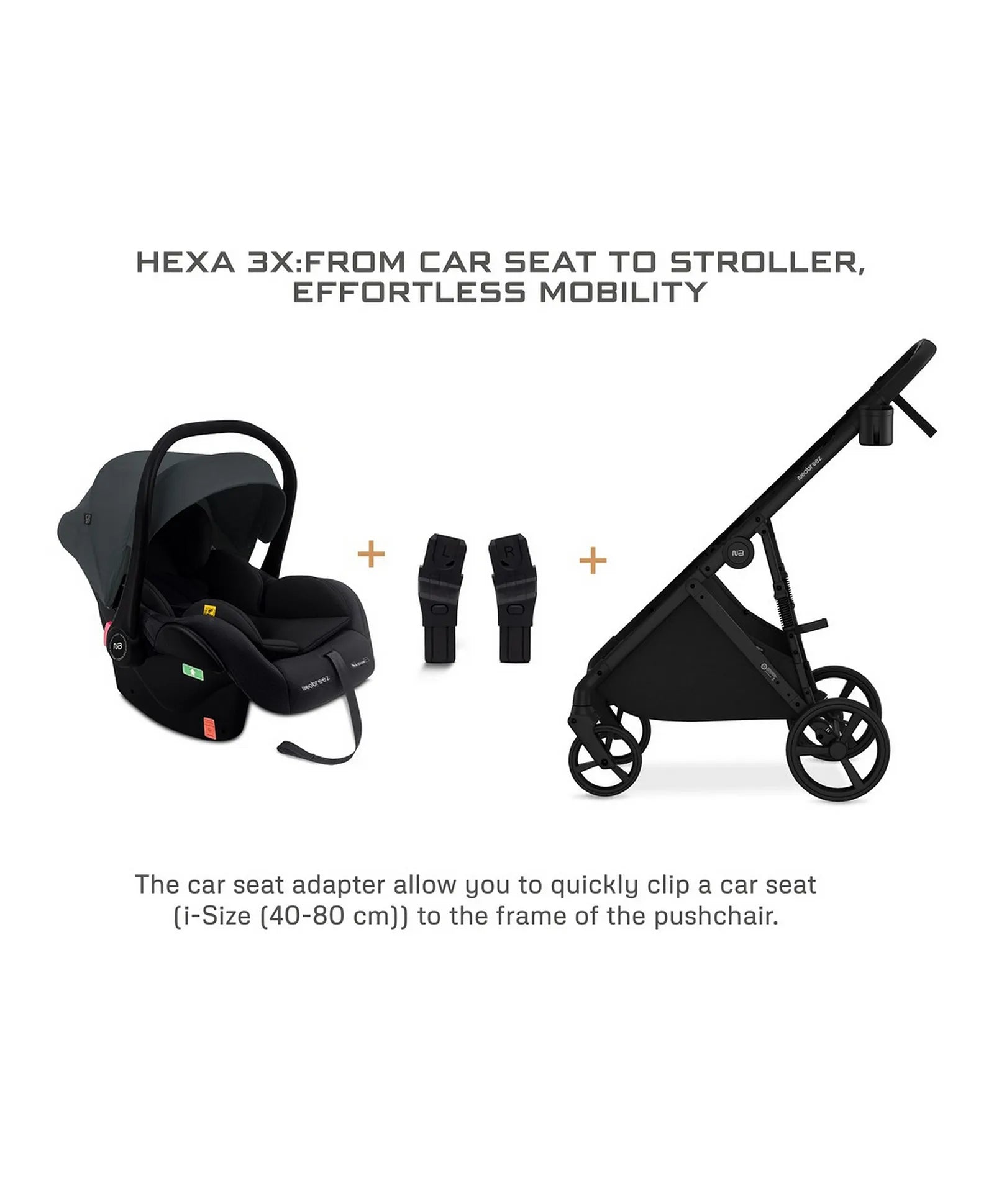 Neobreez Hexa 3X 3-In-1 Travel System Pram Stroller & Baby Car Seat