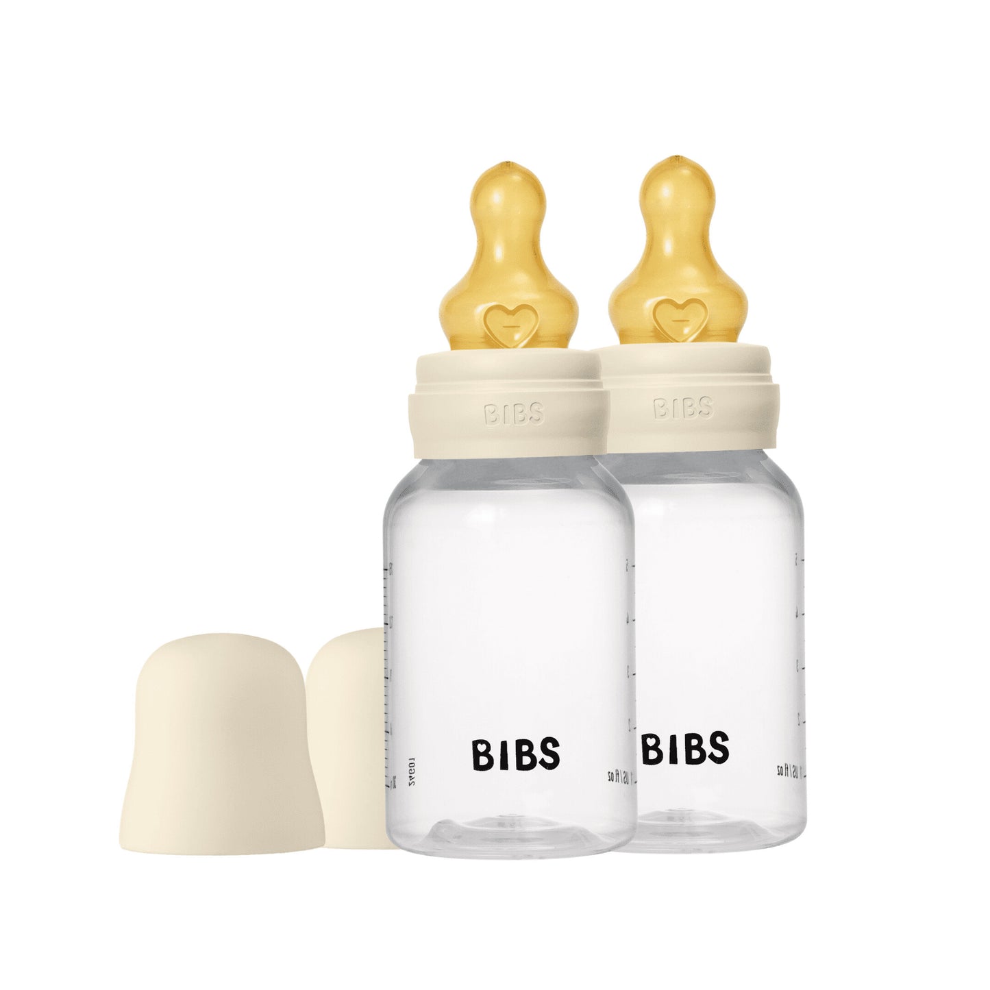 زجاجة رضاعة للأطفال BIBS بحلمة مستديرة من المطاط الطبيعي بتدفق بطيء - عبوة من قطعتين (عاجي، 150ml)
