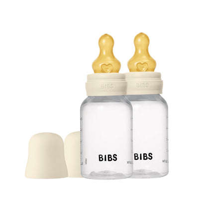 زجاجة رضاعة للأطفال BIBS بحلمة مستديرة من المطاط الطبيعي بتدفق بطيء - عبوة من قطعتين (عاجي، 150ml)