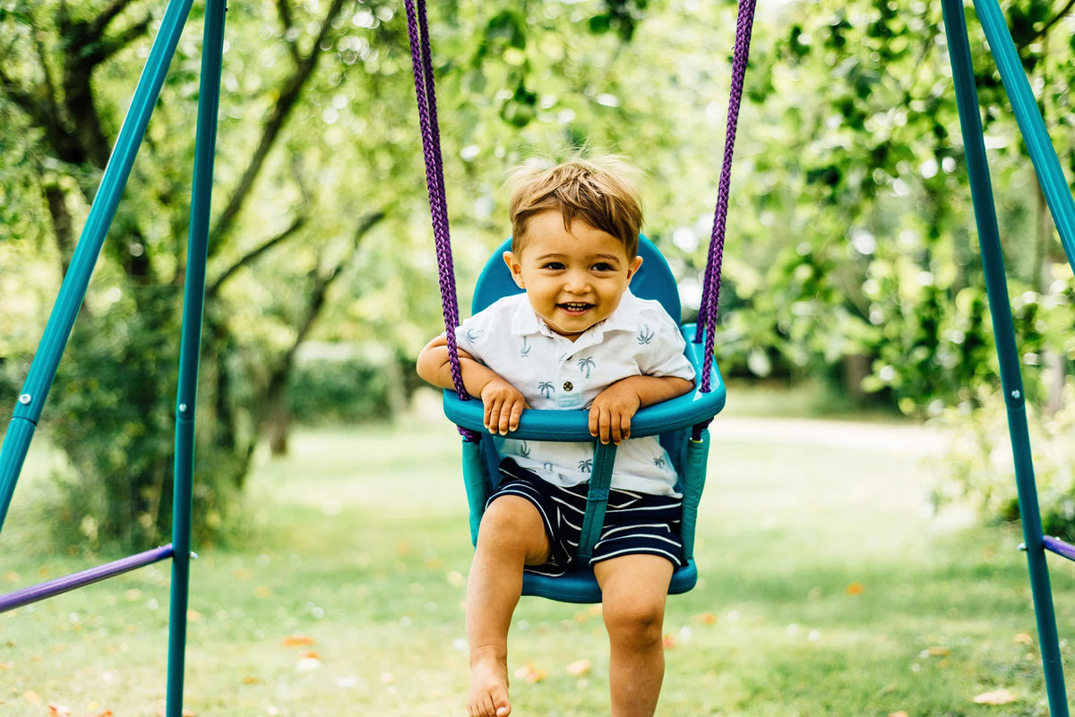 Plum - 2-In-1 Metal Swing Set - Purple & Teal