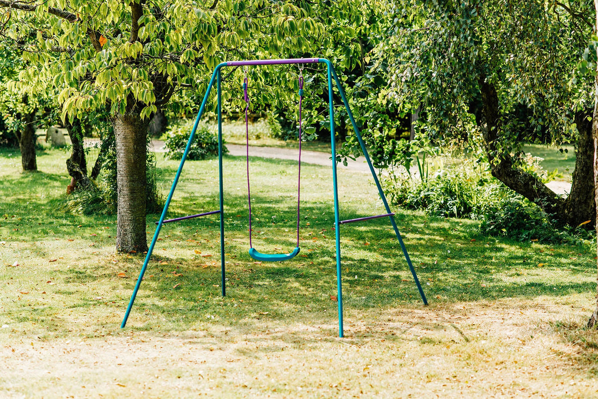 Plum - 2-In-1 Metal Swing Set - Purple & Teal