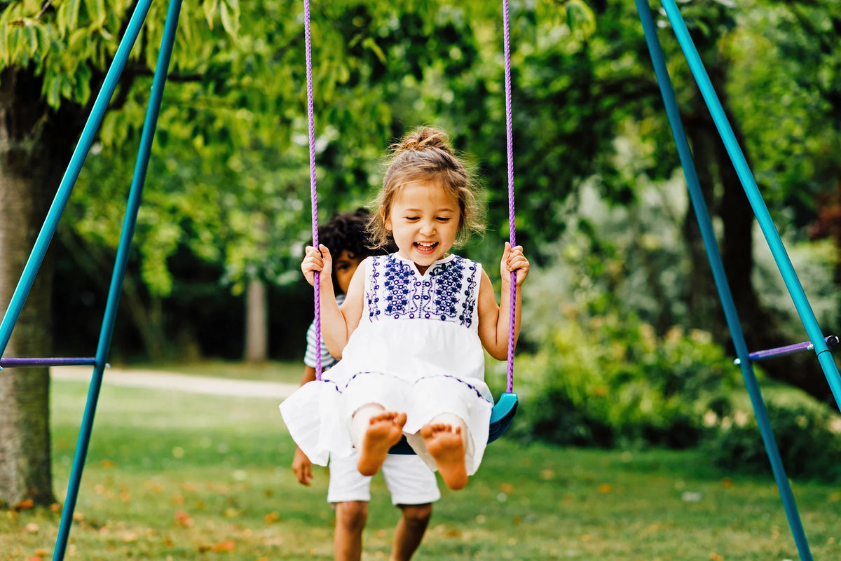 Plum - 2-In-1 Metal Swing Set - Purple & Teal