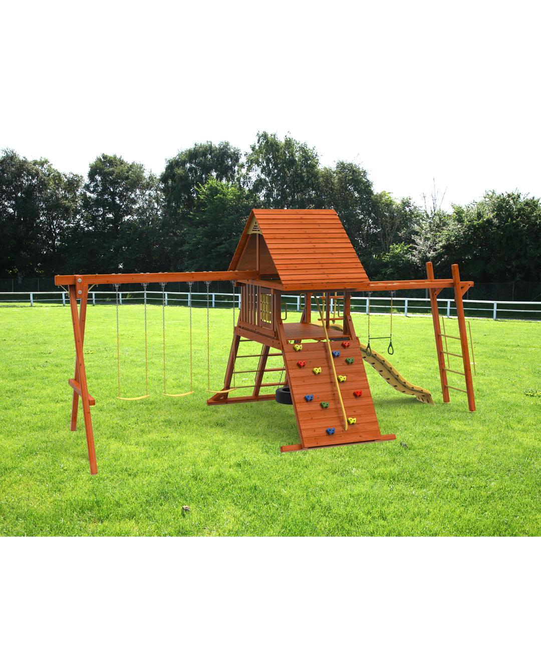 Kiddoro Discovery Den Swing Set (652.7 cm x 307.3 cm x 365.7 cm)