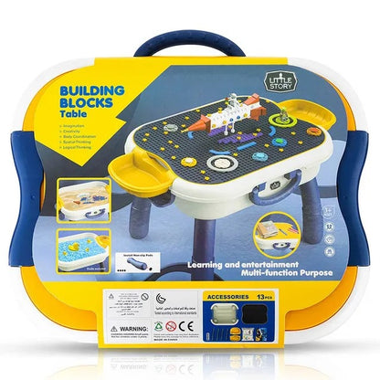 Little Story 4-in-1 Block Activity Table With Blocks – Blue
