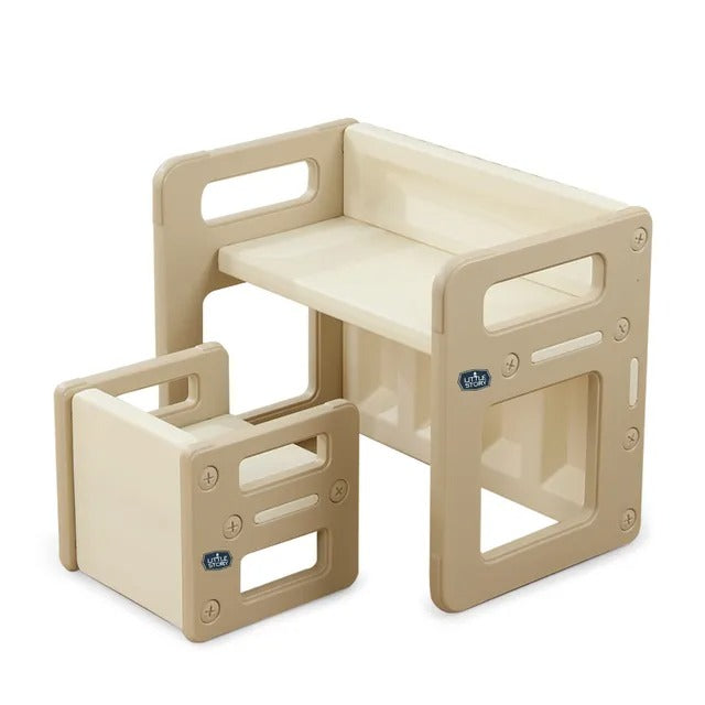 Little Story Kids Study Table With Chair Set – Beige, 2pcs