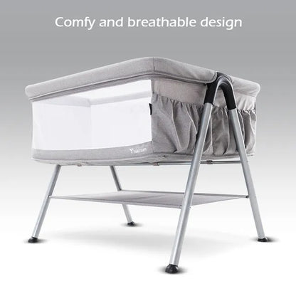 Teknum Fellow 2 Twin Bedside Crib Bassinet – Grey