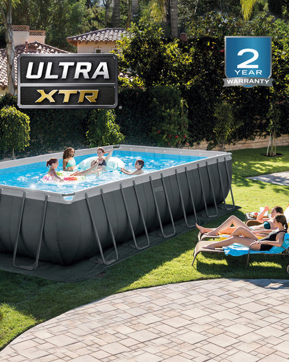 Intex Ultra Xtr Rectangular Pool Set (Sand Filter Pump, Safety Ladder, Ground Cloth, Cover | 24'X12'X52 ).