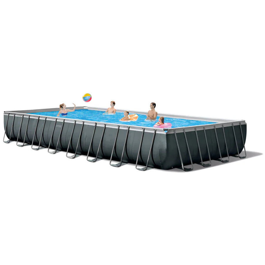 Intex Ultra Xtr Rectangular Pool Set, Ages 6+ 42126374 (W/220-240V Sand Filter Pump, Safety Ladder, Ground Cloth, Cover)