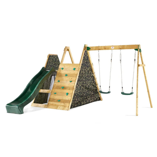 Plum - Climbing Pyramid Wooden Playset with Slide & Den