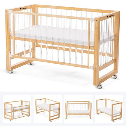 Teknum Prism 4-in-1 Convertible Crib with Mattress – White.