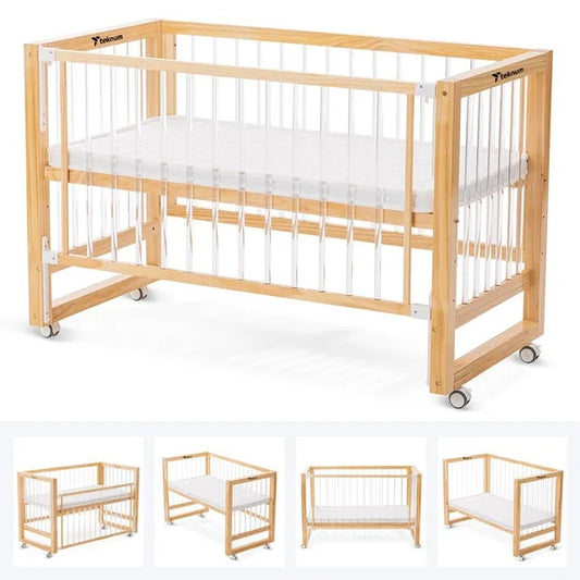 Teknum Prism 4-in-1 Convertible Crib with Mattress – White.