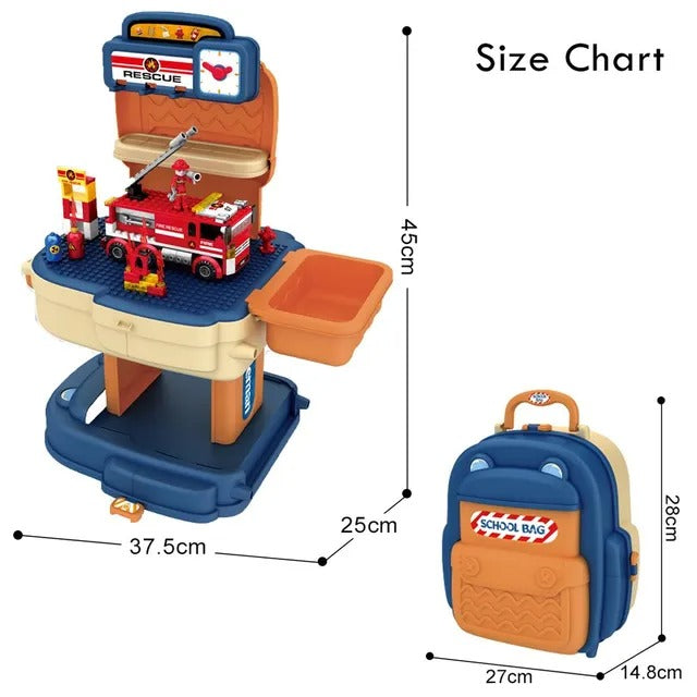 Little Story Fire Station With Fire Truck & Block Toy Set – 223pcs