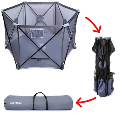 Baby Safe Foldable Playard – Grey