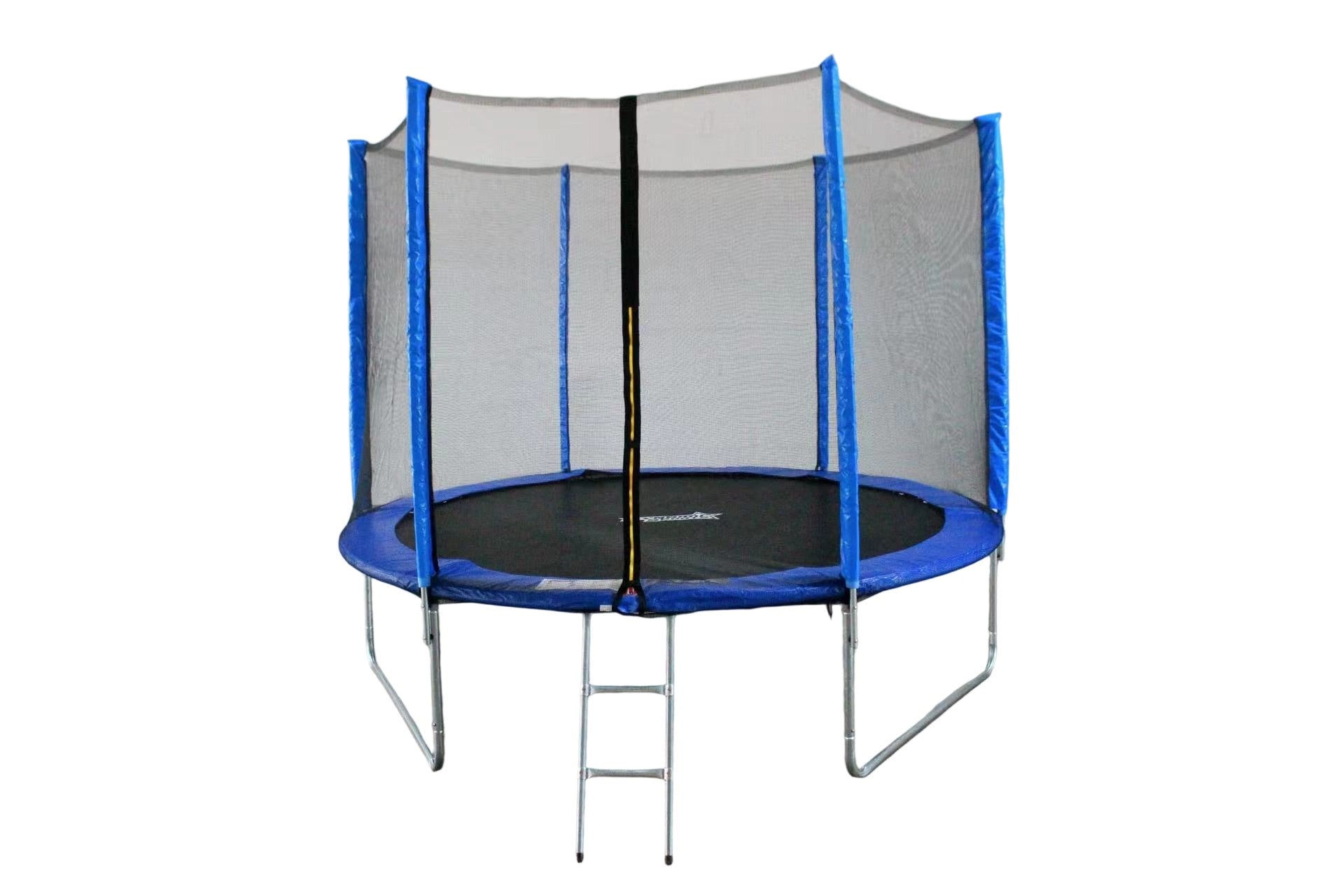 Fun Jump 10 Ft Blue Trampoline With Outside Short Pole Safety Net and Ladder