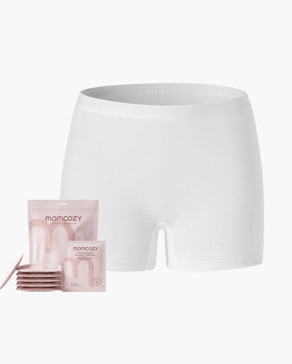 Momcozy 100% Cotton Disposable Postpartum Boy Shorts (White, Medium) - Pack of 7