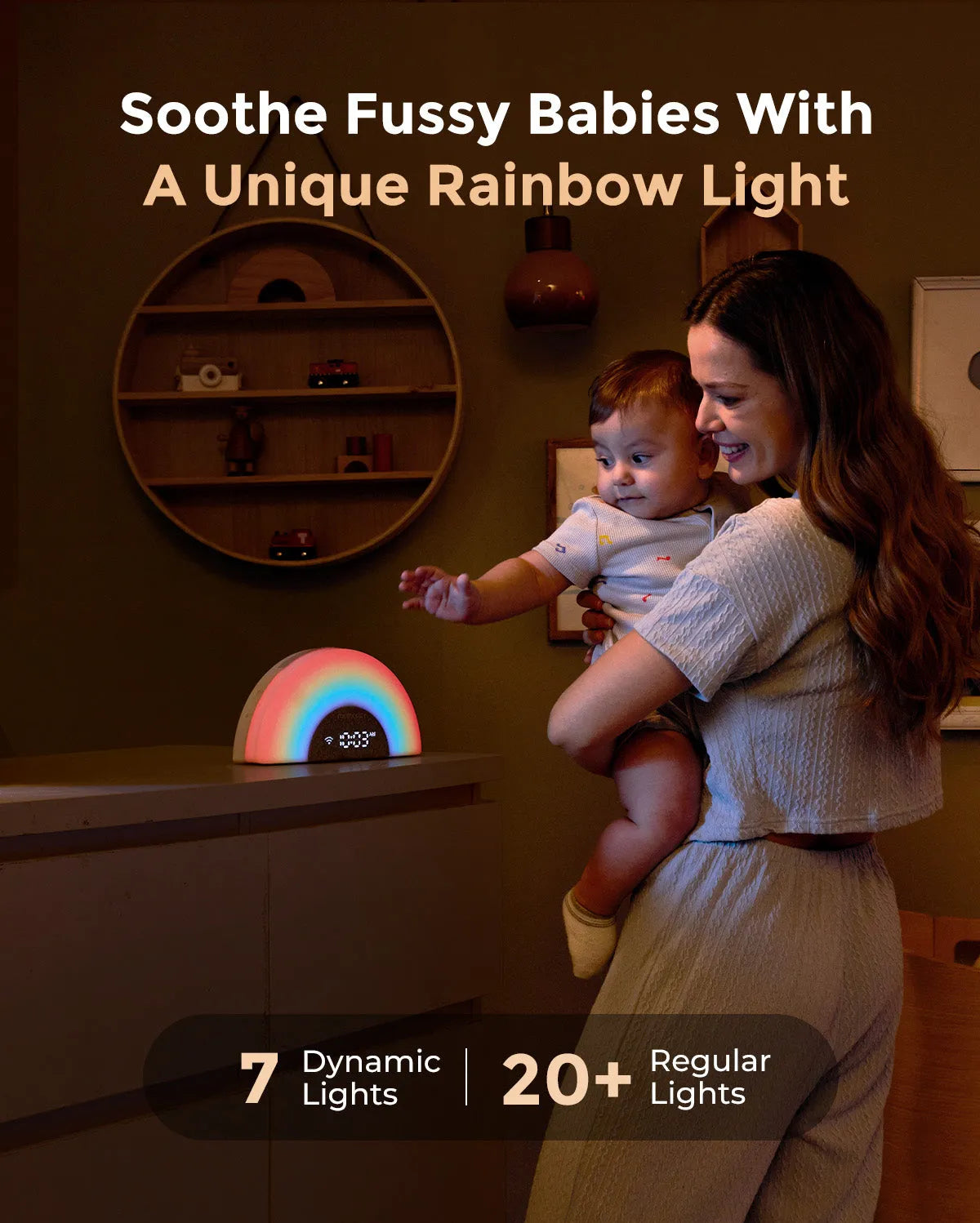 Momcozy DreamSync Tech  Smart Baby Sound Machine Rainbow Light & App Control