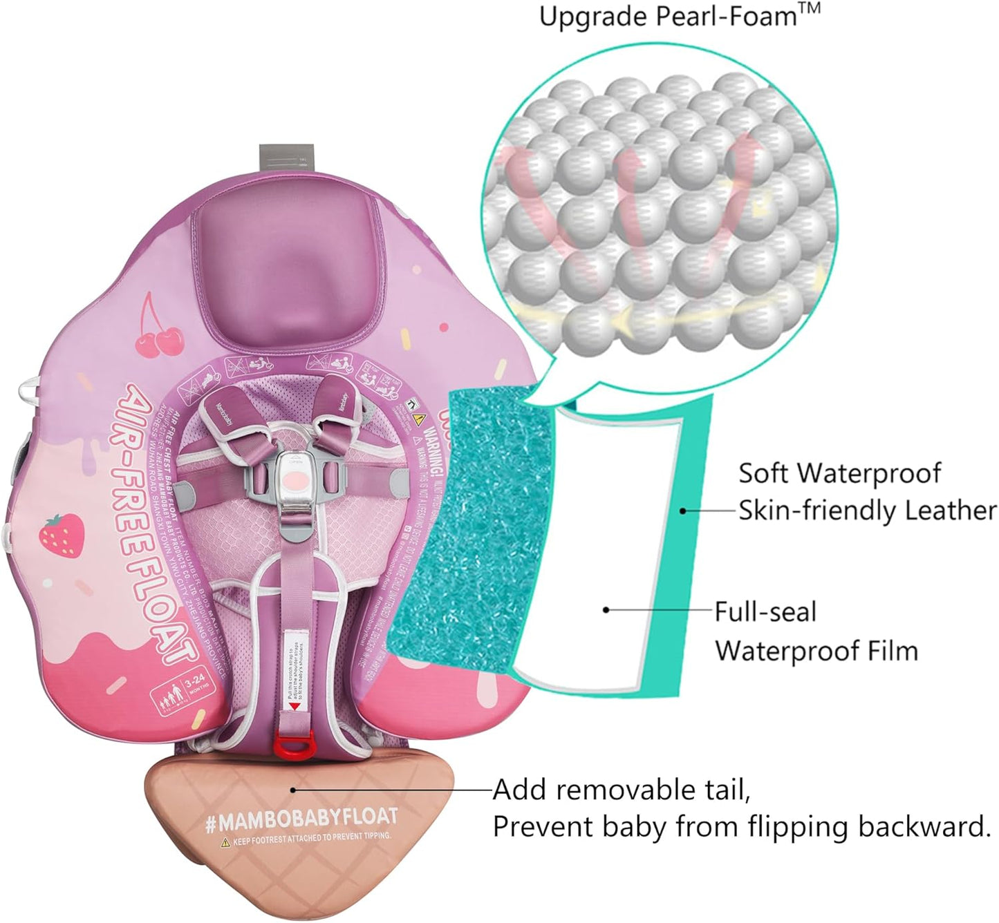 Mambobaby Float Pink Ice Cream With Canopy