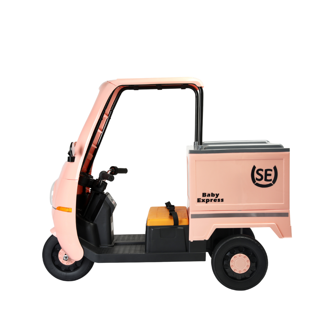 Orbic Kids Smart Ride On 3-wheeler Electric Van 12v Rechargeable Battery Powered Transport Vehicle With Music & Lights (Pink)