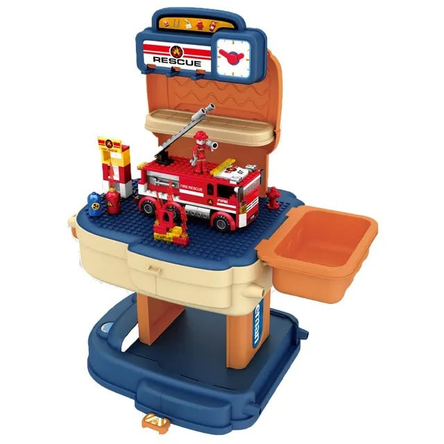Little Story Fire Station With Fire Truck & Block Toy Set – 223pcs