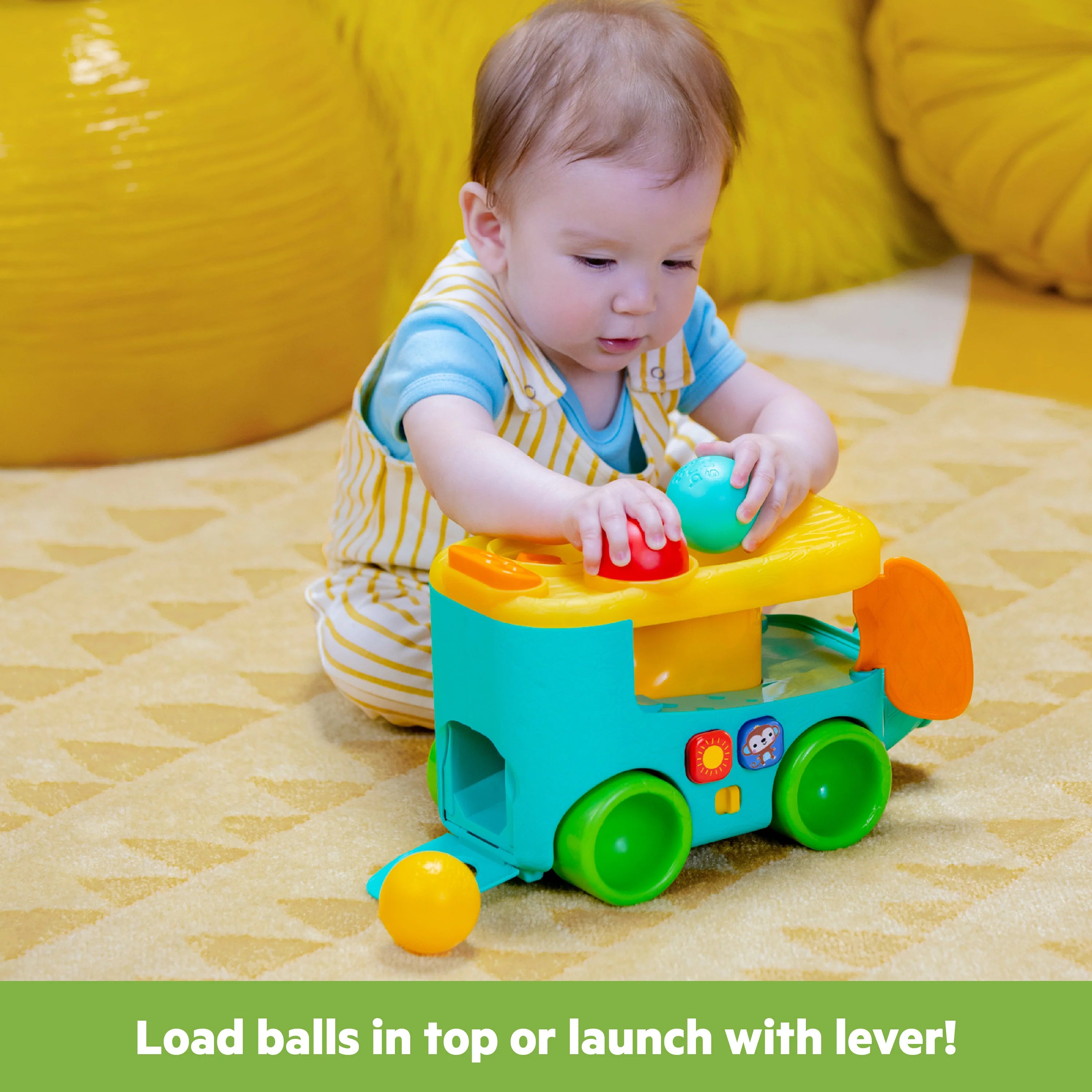 Bright Starts Pop & Roll Safari Bus Ball Play Toy