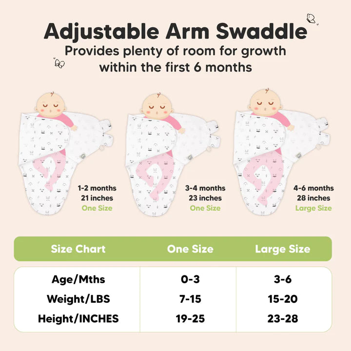 3-Pack Soothe Swaddle Wraps, Blossom 3-6 Months