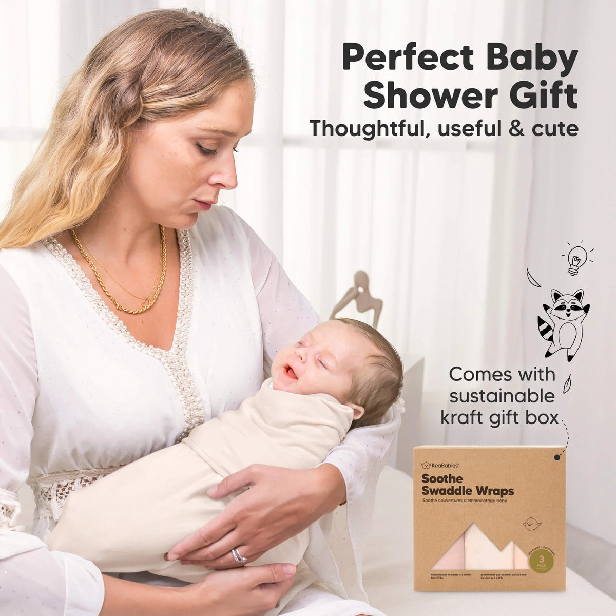 Keababies Soothe Swaddle Wrap (Angelic) - Pack of 3