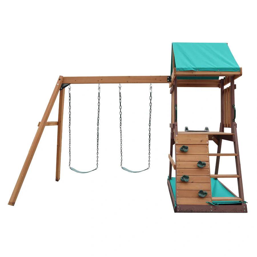 Mountpeak Matterhorn Swing Set & Playhouse (2.85m (length) x 2.63m (width) x 2.20m (depth))
