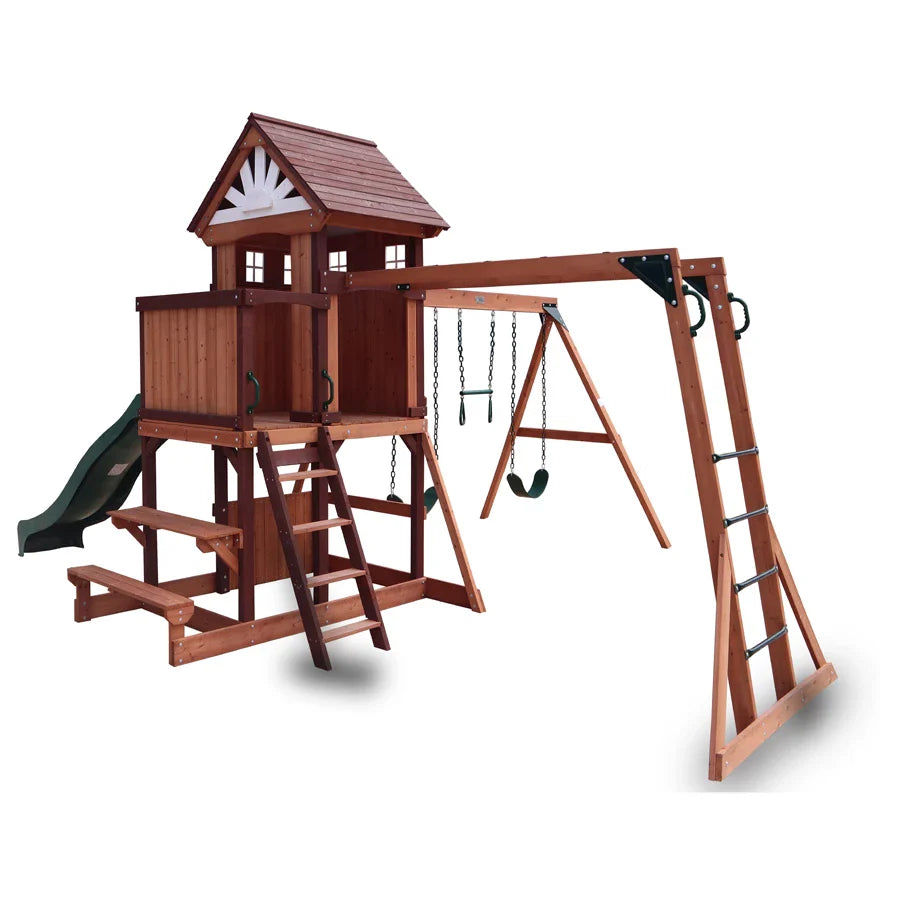 Mountpeak Vinson Massif Swing Set & Playhouse With Wooden Roof