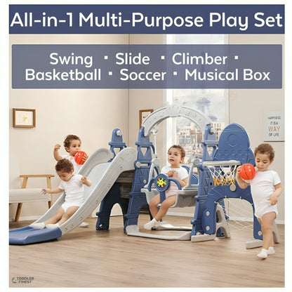 Little Angel Kids Slide & Swing 3 In 1 Activity Playset (180 x 122 x 218 cm, Blue)