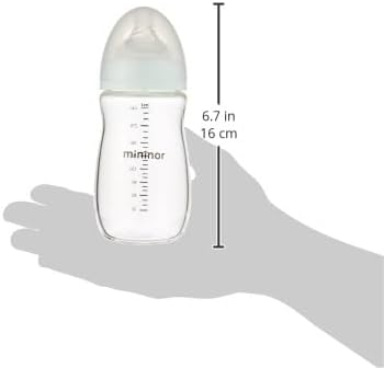 Mininor Anti-Colic Glass Baby Feeding Bottle (240ml)