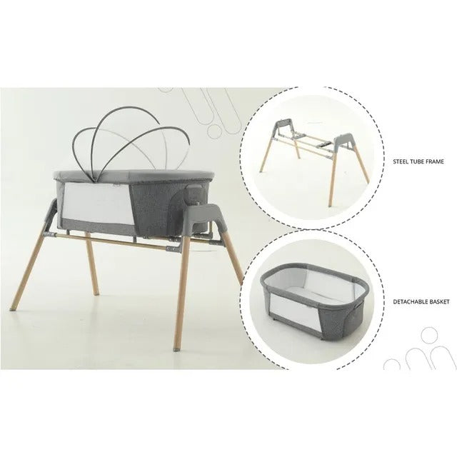 Teknum 3-in-1 Baby Rocker Bassinet With Mosquito Net – Grey
