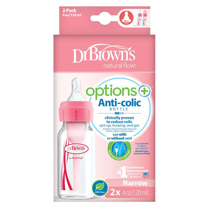 Dr. Brown's PP Narrow Options+ Bottle (120ml, Pink) - Pack of 2