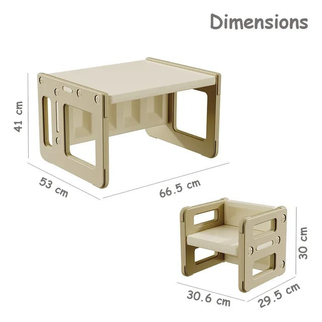 Little Story Kids Study Table With Chair Set – Beige, 2pcs