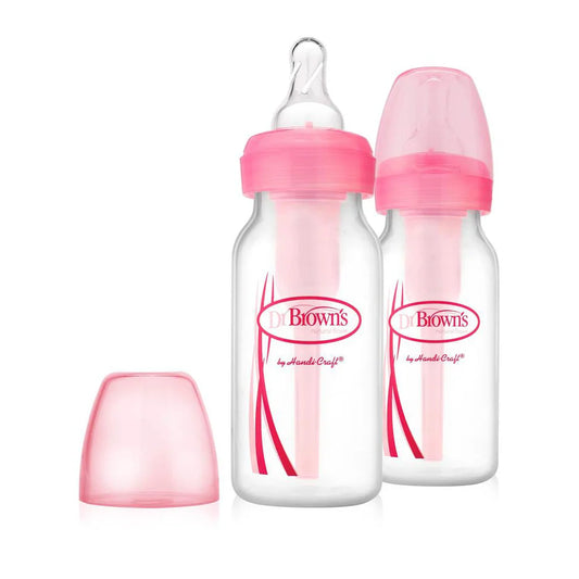 زجاجة Dr. Brown's PP Narrow Options+ (120ml، وردي) - عبوة من 2